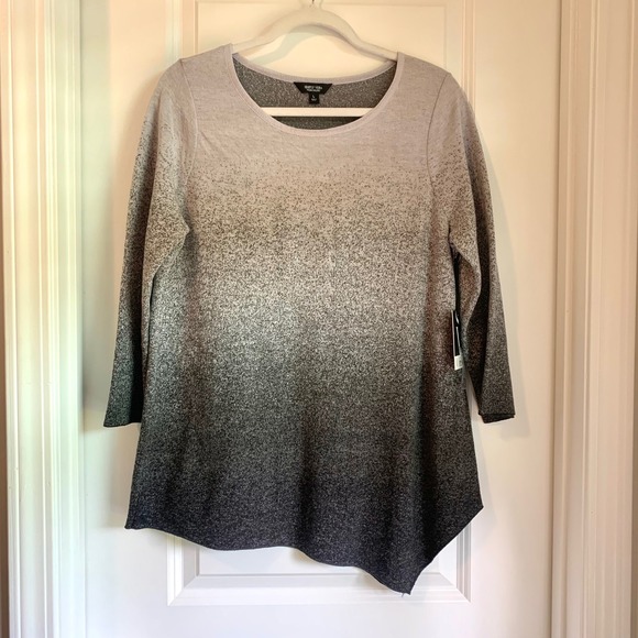 Simply Vera Vera Wang Sweaters - Simply Vera Womens Metallic Gray Ombre Asymmetrical Knit Sweater Top L New